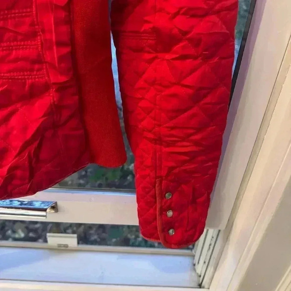 Zara women’s quilted jacket. Red with silver zippers. Size medium - Picture 4 of 11